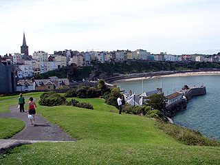 Tenby and its harbour from Castle Hill